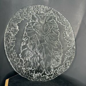 Vintage Cat Glass Platter